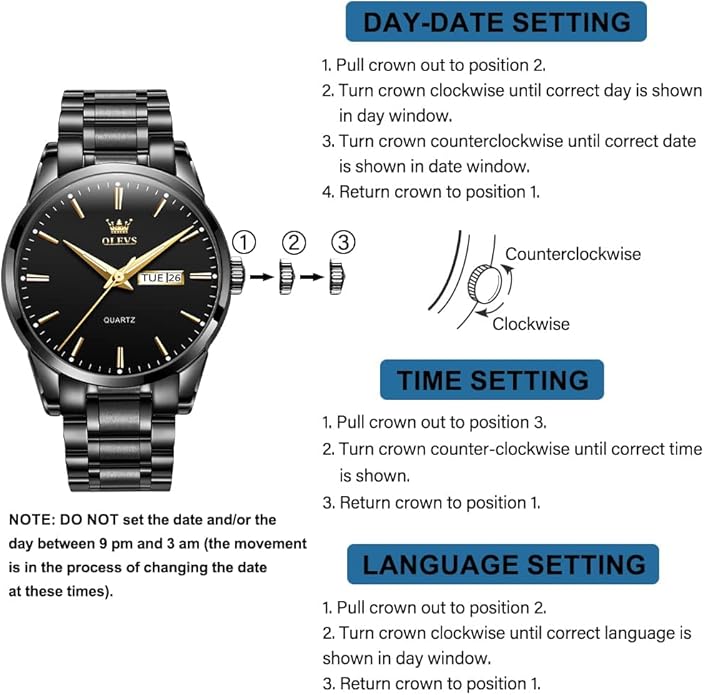 OLEVS Men's Luxury Watch Waterproof Luminous Easy Read Chronograph Watches Full Gold/White Dail/Black Face with Calendar Wristwatch