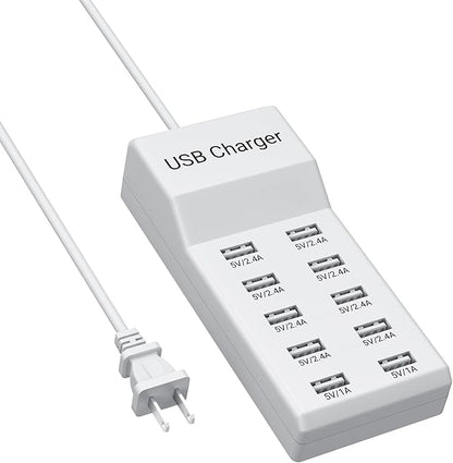 10-Port USB Charger Station, 50W10A Multiport Charger Hub for iPhone, Galaxy, iPad & More, 3.3FT
