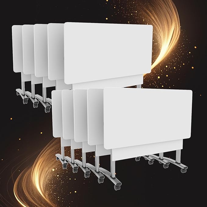 Conference Table, Folding Conference Room Table Meeting Tables, Flip Top Training Table Foldable Conference Tables with Wheels for Office, Conference Room, School (10 Pack C, 55.1 x 23.6 x 29.5 inch)