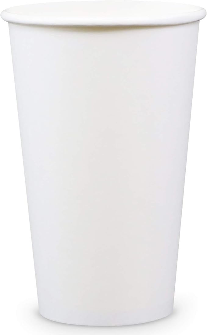 Paper Cold Cups for Juice & Soda 16 oz Made in USA | Food-Grade Bulk 1000 Count Cups for Restaurants | Recyclable Disposable 16 Ounce White Cups for Cold Fountain Drinks & Smoothies
