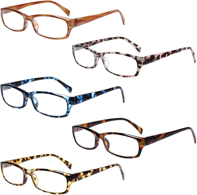 Henotin 5-Pack Reading Glasses Blue Light Blocking Anti Eyestrain Computer Reading Glasses for Women and Men Readers (5 Pack Mix Color, 1.25)