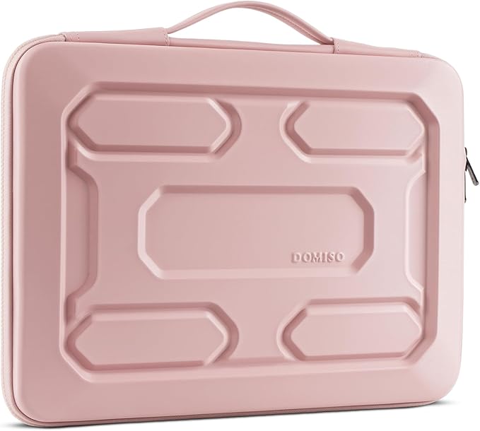 DOMISO 13.3 inch Laptop Sleeve with Handle Shockproof Computer Bag Waterproof EVA Protective Carrying Case for 13-13.3 inch Notebooks/13 MacBook Air/MacBook Pro Retina/Dell XPS 13/HP, Pink