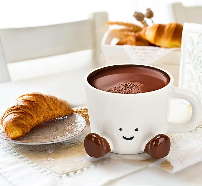 Coffee Mugs,Cute funny Mug For Women, 12.8oz/380ml Unique Ceramic Coffee Tea Cups, Office Mug Gift (chocolate)