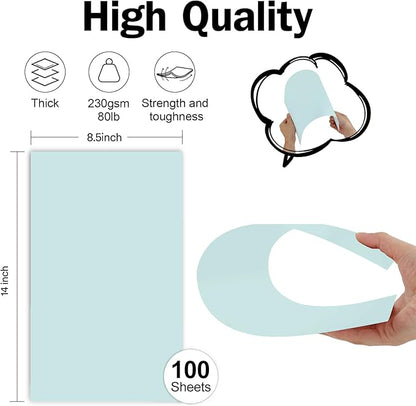 Goefun Blue Cover Stock 8.5x14 Thick Paper 100 Sheets, 80lb Blue Heavyweight Legal Cardstock Printer Paper For Arts and Crafts, Brochures, Posters