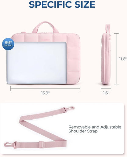 BAGSMART 15-16 inch Laptop Case with Strap, Fluffy Padded Laptop Bag with Handle, MacBook Case Compatible with MacBook Air/Pro 15.6 inch, Laptop Briefcase Fitted with Dell, HP, Lenovo