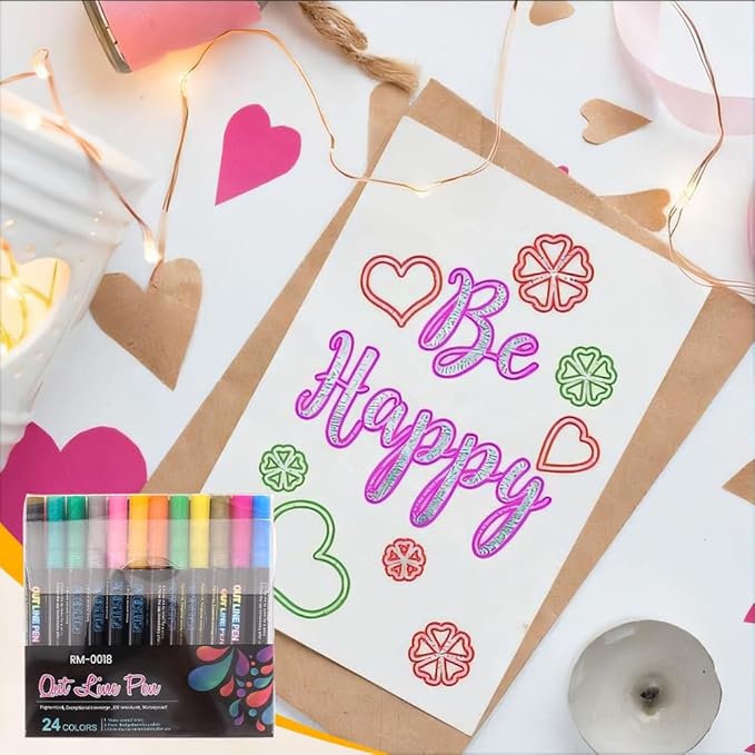 Marker Pen for Highlight, Outline Shimmer Markers Double Line Self-Outline Metallic Glitter Pens Super Squiggles Glitter Marker Set for Card Scrapbook Craft Arts Supplies, Gifts for Kids Teen Girl(36)
