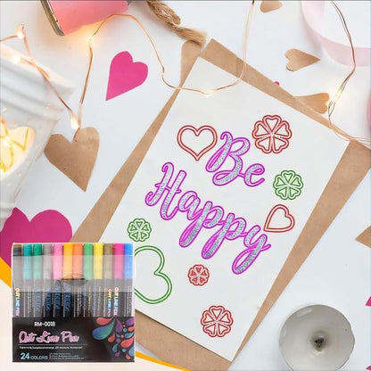 Marker Pen for Highlight, Outline Shimmer Markers Double Line Self-Outline Metallic Glitter Pens Super Squiggles Glitter Marker Set for Card Scrapbook Craft Arts Supplies, Gifts for Kids Teen Girl(36)