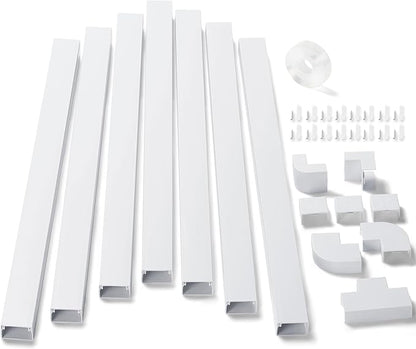 126in Cord Hider Kit, ZhiYo Wire Hiders for TV on Wall, Paintable Cable Management Kit, Wire Cover for Wall Mount TV, White Cable Raceway, Cord Cover Wall Wire Management Kit, 8xL15.7in W1.18inH0.67in