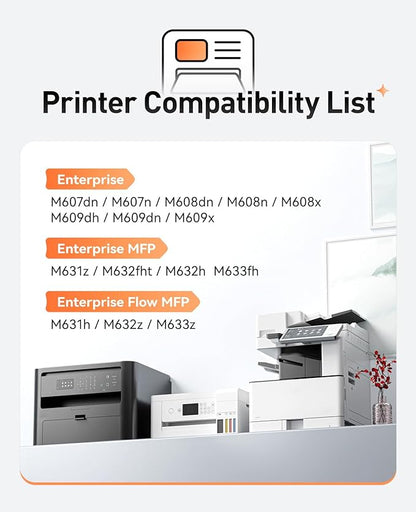 37A Black Toner Cartridge 1-Pack High Yield with Chip Replacement for HP 37A CF237A Toner Cartridges Compatible with HP Laser Jet Enterprise Flow MFP M631h M632z M633z M607dn M608x M609x M632h Printer