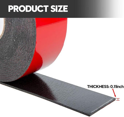 ToLanbbt Double Sided Foam Tape 2.36In x 33FT, Mounting Tape Heavy Duty, Strong Adhesive Weatherproof Seal Strips for DIY Craft Picture Poster, Car & Gap Filling Mountings, Home Office Decor (Black)