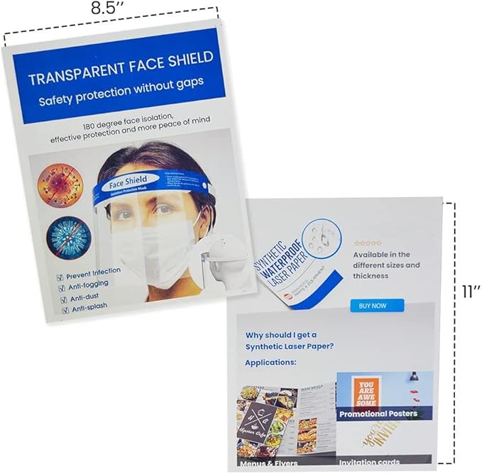 Printfinish Synthetic Laser Paper | 12x18 Weatherproof Copy Paper | 305mm x 457mm 11 Mil Tear Resistant Printer Paper | Superior Laser Image Quality | Ideal for Full-Colour Prints (Box of 50)