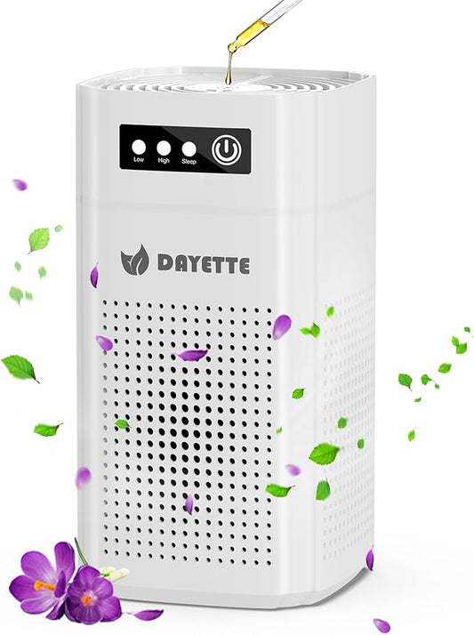 Air Purifiers for Bedroom, DAYETTE H13 True HEPA Air Filter Purifier for Small Room Up to 960 Ft², Qiuet Sleep Mode with Aroma Pad, Small Portable Air Purifier with USB Cable