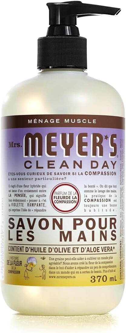 MRS. MEYER'S CLEAN DAY Hand Soap, Made with Essential Oils, Compassion Flower, 12.5 fl. oz - Pack Of 3