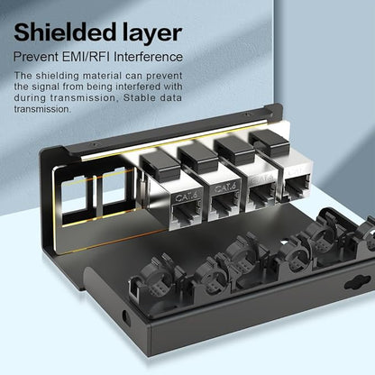 6 Port Patch Panel CAT6 Keystone Patch Panel UTP Network for Home/Office (1U 6Port, CAT6 Shielded)