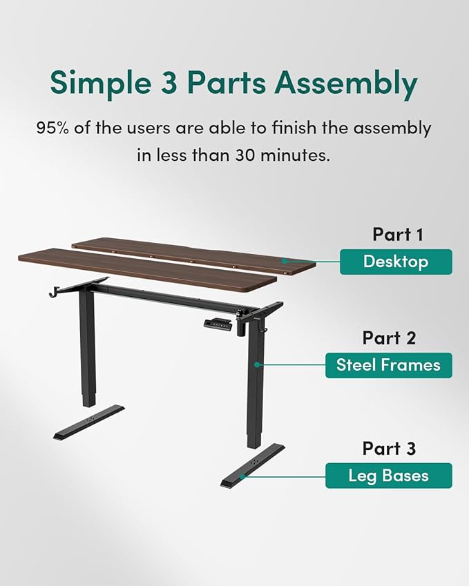 FEZIBO Standing Desk, 63×28 Inches Electric Height Adjustable, Sit Stand Up, Computer Office Desk with Splice Board, Black Frame/Black Walnut TOP