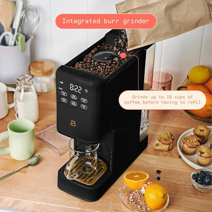 Beautiful Single Serve Coffee Maker with Built-In Burr Grinder, Hot or Iced, Pod-Free, 6 Brew Sizes, 3 Strengths, Touch Display, Reusable Filter, 64oz Reservoir, Slim Design (Black Sesame)