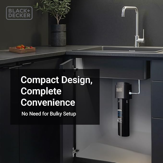 BLACK+DECKER Undersink Water Filter 10’’ | Reduces CHLORAMINE,Chlorine, Lead, PFAS, Bad Taste, Odor | Under Counter Water Filter Direct Connect to Kitchen Faucet | NSF/ANSI 42 Certified | 1 year
