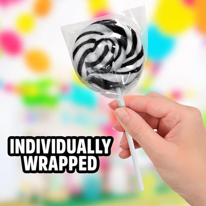 Black and White Swirl Lollipops,24pcs Pack of Suckers Individually Wrapped, Ideal Candy Lollipops for Kids’ Parties, Gift Bags and Celebration Decorations, Tasty Lollipop Candy that Everyone Will Love
