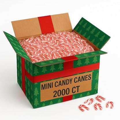 Bulk Mini Candy Canes 2000 Count – Individually Wrapped Peppermint Candy – Christmas Holiday Treats, Stocking Stuffers, Party Favors, Bulk Christmas Candy