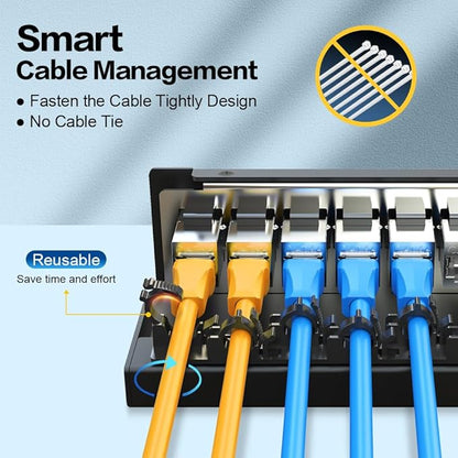 Patch Panel 6 Port CAT6A Keystone Patch Panel Shielded Network for Home/Office(1U 6Port, CAT6A)