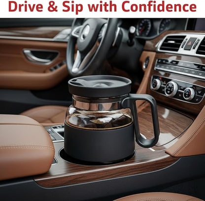 Coffee Pot Mug with Lid,16 Oz Glass Mini Coffee Cup | Spill Proof Heatproof Large Capacity Clear Travel Mug & Novelty Gift for Coffee Lovers & Office Desk (Coffee Pot-1 PCS)