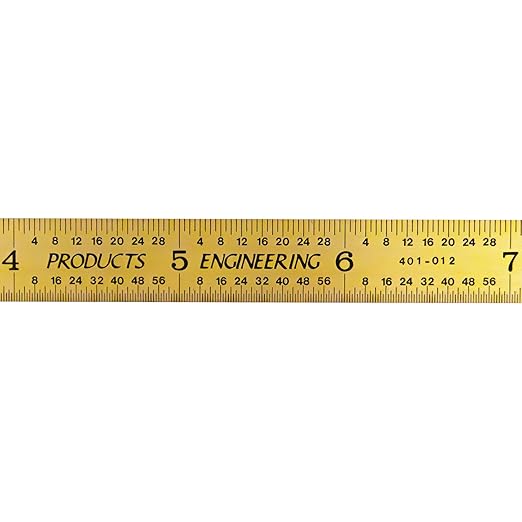 PEC Tools 6&12-Inch Titanium Nitride Coated Machinist Ruler Set, 4R Graduations: 1/8", 1/16", 1/32", 1/64", TiN Coating Engineer Ruler, Extreme Scratch Resistant, Value Bundle Pack, Made in USA