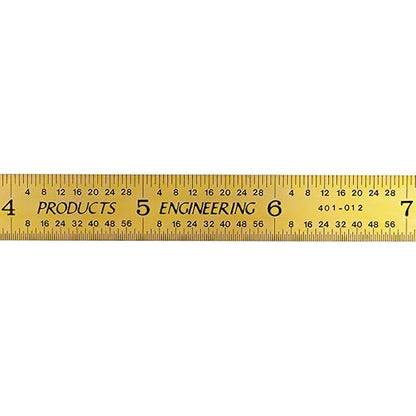 PEC Tools 6&12-Inch Titanium Nitride Coated Machinist Ruler Set, 4R Graduations: 1/8", 1/16", 1/32", 1/64", TiN Coating Engineer Ruler, Extreme Scratch Resistant, Value Bundle Pack, Made in USA