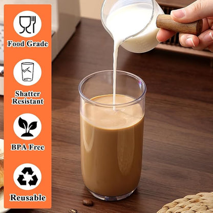 HOMQUEN 14oz Highball Glasses, 6pcs Drinking Glasses, PET Clear Plastic Water Glasses, Beer Glasses, Iced Coffee Glasses, Ideal for Cocktail, Whiskey, Soda, Tea, Water, Gift