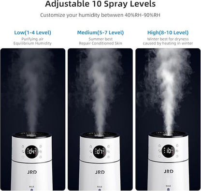 JRD Humidifier Large Room 8L/ 2.1Gal, Ultrasonic Cool Mist for Bedroom, Quiet Humidifier with Remote Control, 10 Mist Modes, 24H Timer, AI Mode for Baby Home Office Adults Plants