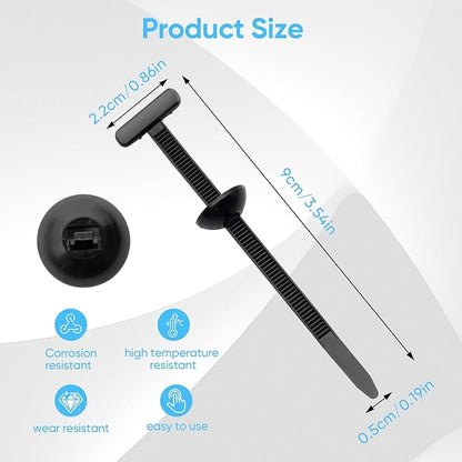 150Pcs Nylon Universal Cable Tie Buckle, Auto Body Parts Trim Automotive Zipper Clips, Door Panel Fastener Plastic Rivet Zip Ties Snap-Fit Ziptie, Bumper Retainer Fender Liner