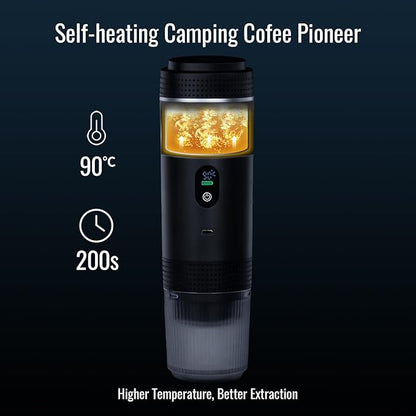 Portable Electric Espresso Machine, Travel Coffee Maker Brewer Compatible with Ground Coffee & NS Capsules (Black with LCD Screen)