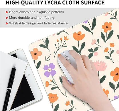 Square Mouse Pad Flowers, Personalized Premium-Textured Custom Mouse Mat Design, Washable Mousepad Cloth, Non-Slip Rubber Base Computer Mouse Pads for Wireless Mouse