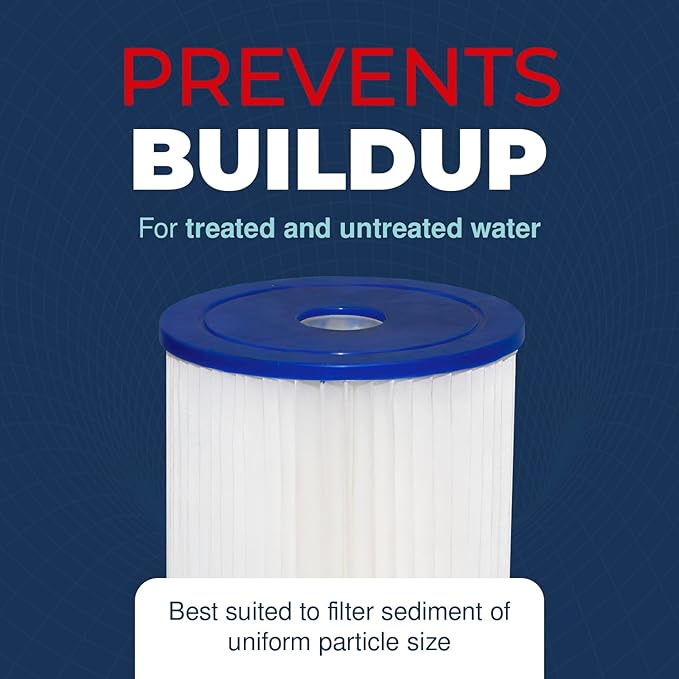 High-Performance 5 Micron 10x2.5 Whole House Pleated Sediment Filter Cartridge for Well Water Filter Replacement Compatible with WFPFC3002, WHKF-WHPL, Made in USA, 2 Pack