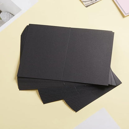 50 Pack Blank Cards Folded Cardstock Thank You Blank Greeting Cards for Invitations, Wedding, Greeting Cards, All Occasion DIY (Black, 5x7)