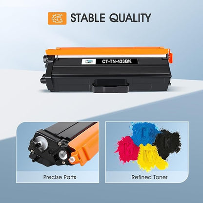 Cool Toner Compatible Toner Cartridge Replacement for Brother TN433 TN-433 TN431 Brother HL-L8360Cdw MFC-L8900Cdw HL-L8260Cdw MFC-L8610Cdw HL-L8360Cdwt Printer Ink (Black Cyan Magenta Yellow, 4 Pack)