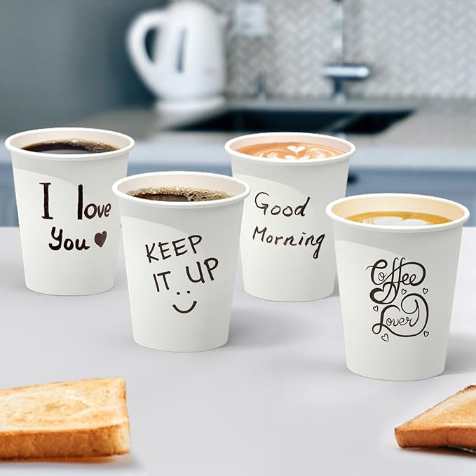 100 Count 8 oz Coffee Cups, Leak-Free Food Safe Paper Cups 8 oz, Disposable 8oz White Paper Cups for Cold and Hot Drinks