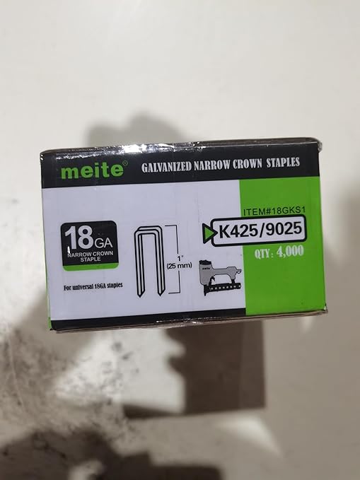 meite 18 Gauge 1/4-Inch Narrow Crown Staples 1-Inch Length Heavy Duty Galvanized Upholstery Staples for Electric or Pneumatic Narrow Crown Stapler Guns (4,000 PCS)