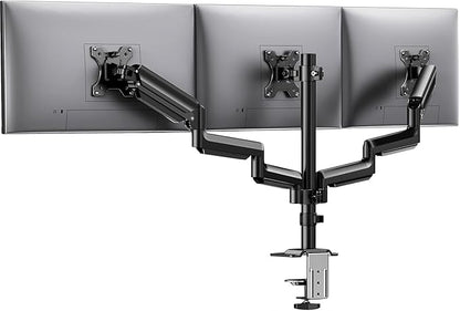 HUANUO Triple Monitor Mount for 13-27 inch Computer Screens, 3 Monitor Desk Mount with Arm Holds 17.6lbs, Triple Monitors Stand with Tilt, Swivel, Rotation, VESA 75x75, 100x100mm