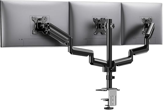 HUANUO Triple Monitor Mount for 13-27 inch Computer Screens, 3 Monitor Desk Mount with Arm Holds 17.6lbs, Triple Monitors Stand with Tilt, Swivel, Rotation, VESA 75x75, 100x100mm