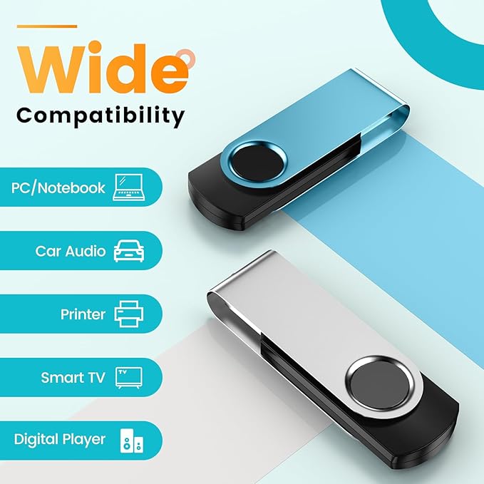 Kepmem 10 Pack Thumb Drive 32GB Flash Drives Bulk, Metal Swivel USB Drive 3.0 Memory Stick 32 Giga Pen Drive Colorful Jump Drive 32 GB Zip Drive with Multicolor Lanyards for Data Storage and Transfer