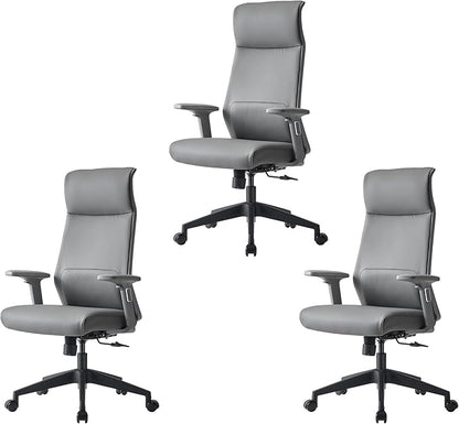 EUREKA ERGONOMIC Valen Leather Desk Chair, High Back Office Chair, Microfiber PU Leather Office Chair with Wheels, Executive Office Chair Comfy for Samll Spaces(Pack of 3, Gray)