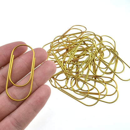 HAHIYO Paper Clips 2 inches (50mm) Length Gold Wide Paperclips Vinyl Coated Prevent Scratching Tearing The Pages Sturdy for Bookmark Organize Home Office School 30 Pack
