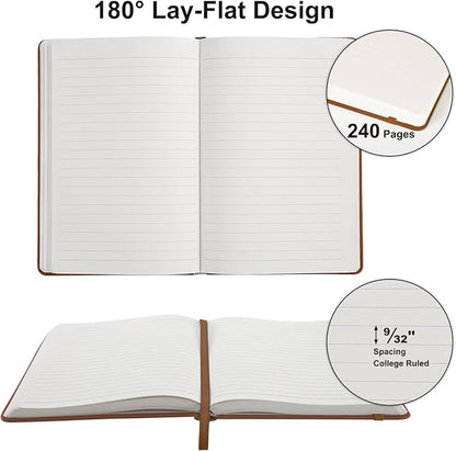 Comix Lined Journal Notebook for Women Men, Journaling Notebooks for Office School Home, Brown, 240 Pages, 5.5" x 8.3", College Ruled, A5, Hardcover