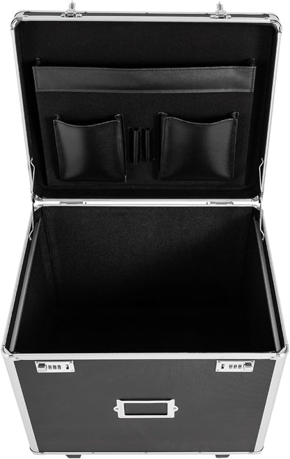 Rolling File Box Document Box with Lock Wheels Multi-Layer Water-Resistant Large Portable Home Filing Cabinet for Hanging Folders 19.2 x 15 x 16inch