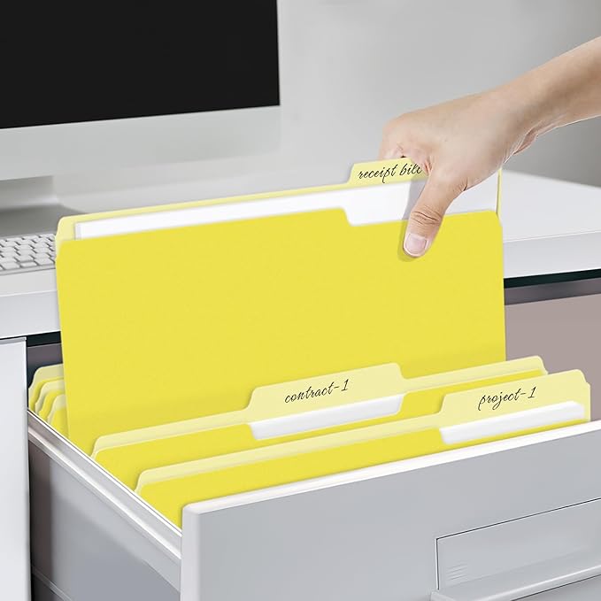 SUNEE File Folders, 150 Pack Manilla Folders 8.5 x 11, Colored File Folders Home Office School Supplies for Documents Files Paper, Yellow