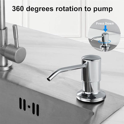 Soap Dispenser for Kitchen Sink,Stainless Steel Countertop Dish Soap Dispenser Pump with 47" Extension Tube