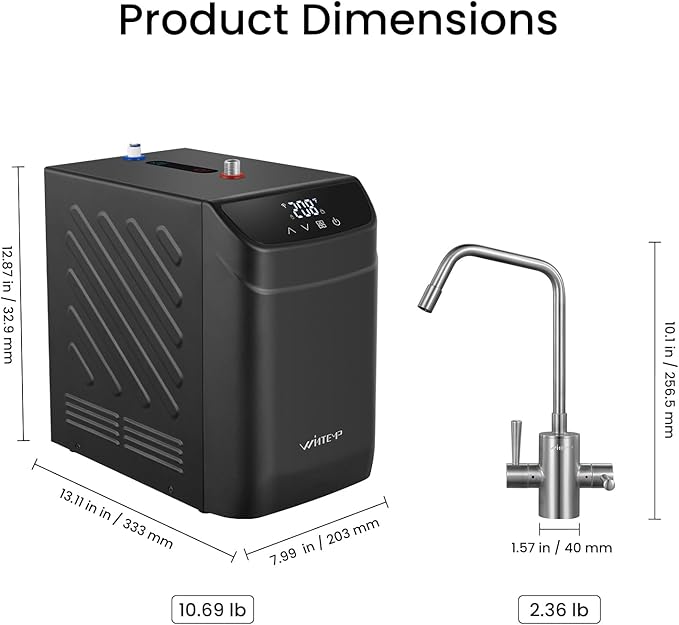 Instant Hot Water Dispenser, 3.4-Quart Stainless Steel Tank with Hot & Cold Under-Sink Faucet, Precise 113–208℉ Temp & WiFi Smart Control, Energy-Efficient for Home & Office, B32CU-FHCA