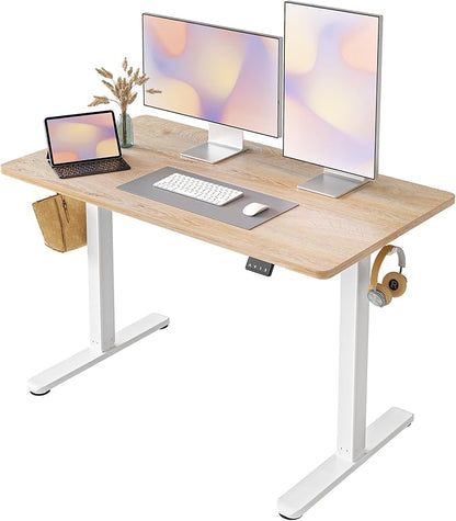 FEZIBO Electric Standing Desk Adjustable Height, 48 x 24 Inch Sit and Stand, Home Office Desk, Ergonomic Workstation Computer Desk, Maple
