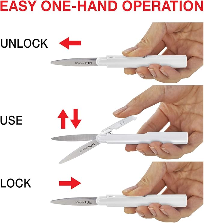 Plus Pen Style Compact Twiggy Scissors with Cover, White