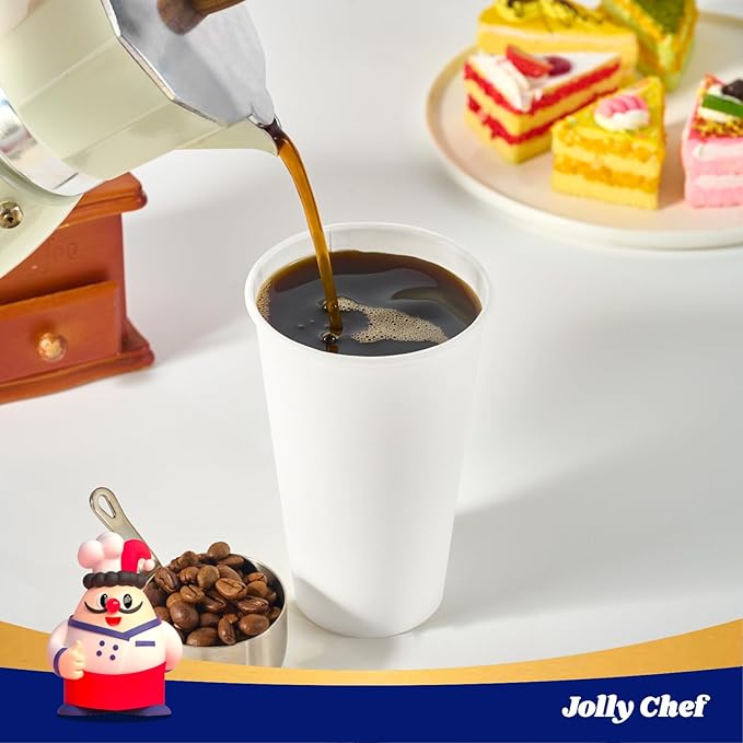 JOLLY CHEF 1000 Pack Disposable Paper Coffee Cups 16 oz Hot Beverage Paper Cups Water, Ideal for Party, Office, Home, Travel and More (White)